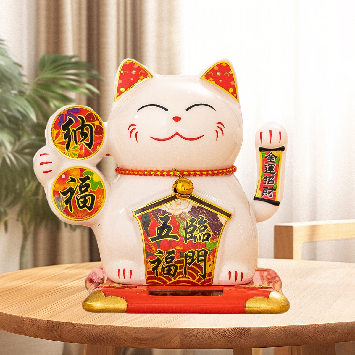 Solar-Energy Ceramic Cat Decoration with Motion Perfect for Car Dashboard and Interior Design Electric shaking hand