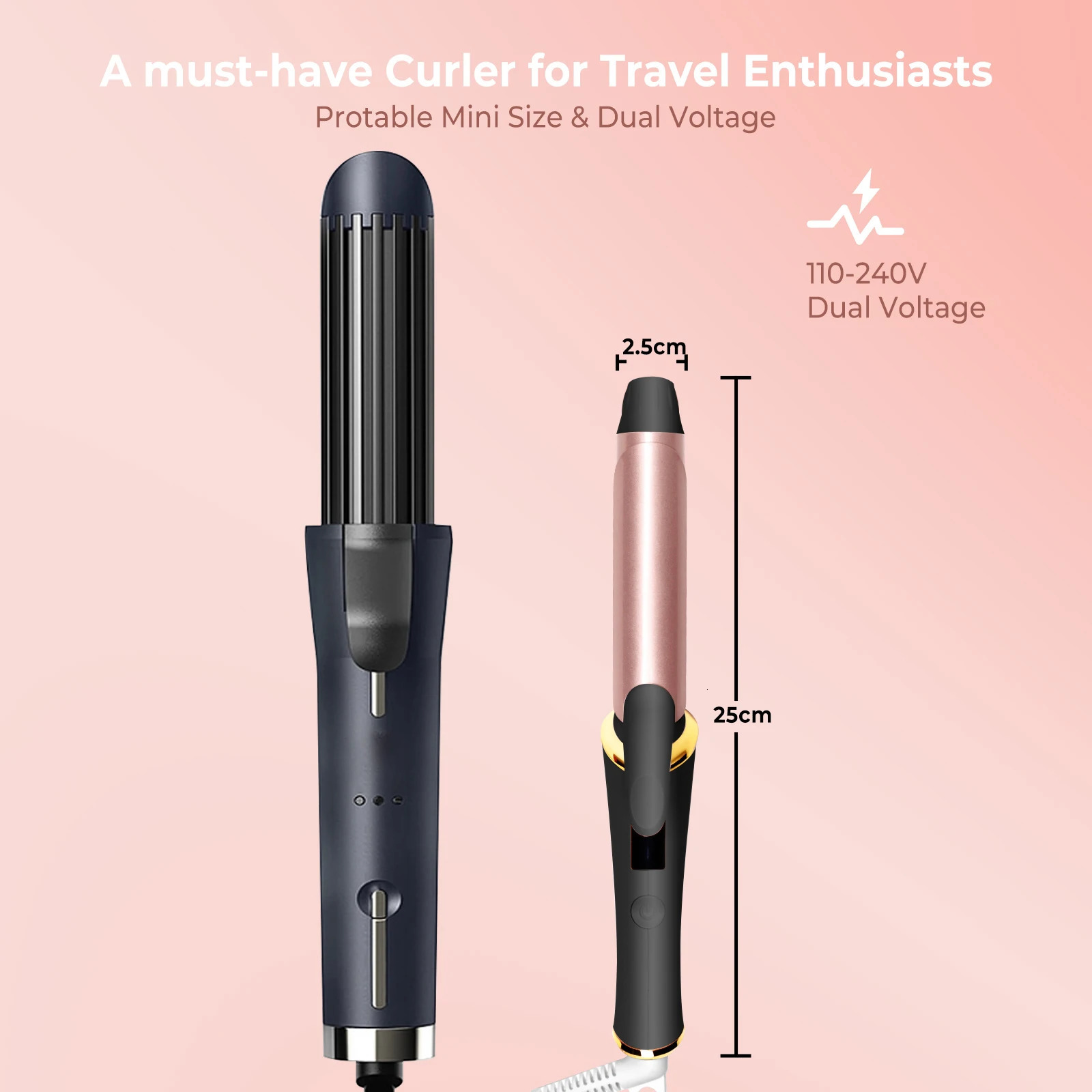 Ceramic Mini Hair Curler 25mm Travel Curling Iron Dual Voltage Curling Wand Small Hair iron Styler Curly Hair Products 250717