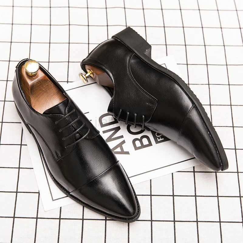 Men Dress Pointed Derby Shoes Luxury Business Social Suits Quality Handmade Fashion Wedding Shoes for Men New Formal Shoes M250721