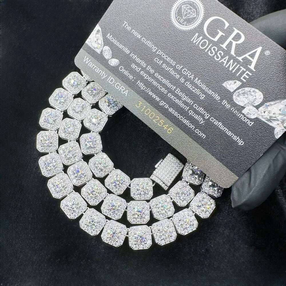 Designer Ice Sugar Fashion Hot Bracelet Tennis Necklaces Hip Hop Jewelry Pass Dia Tester Moissanite Cuban Link Chain Sier for Men Women