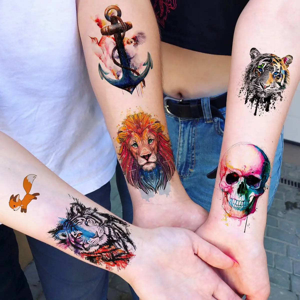 63 Sheets 3D Watercolor Rose Temporary Tattoos For Women Arm Girls Adults Peony Flower Tattoo Sticker Lion Tiger Tattoos 250721