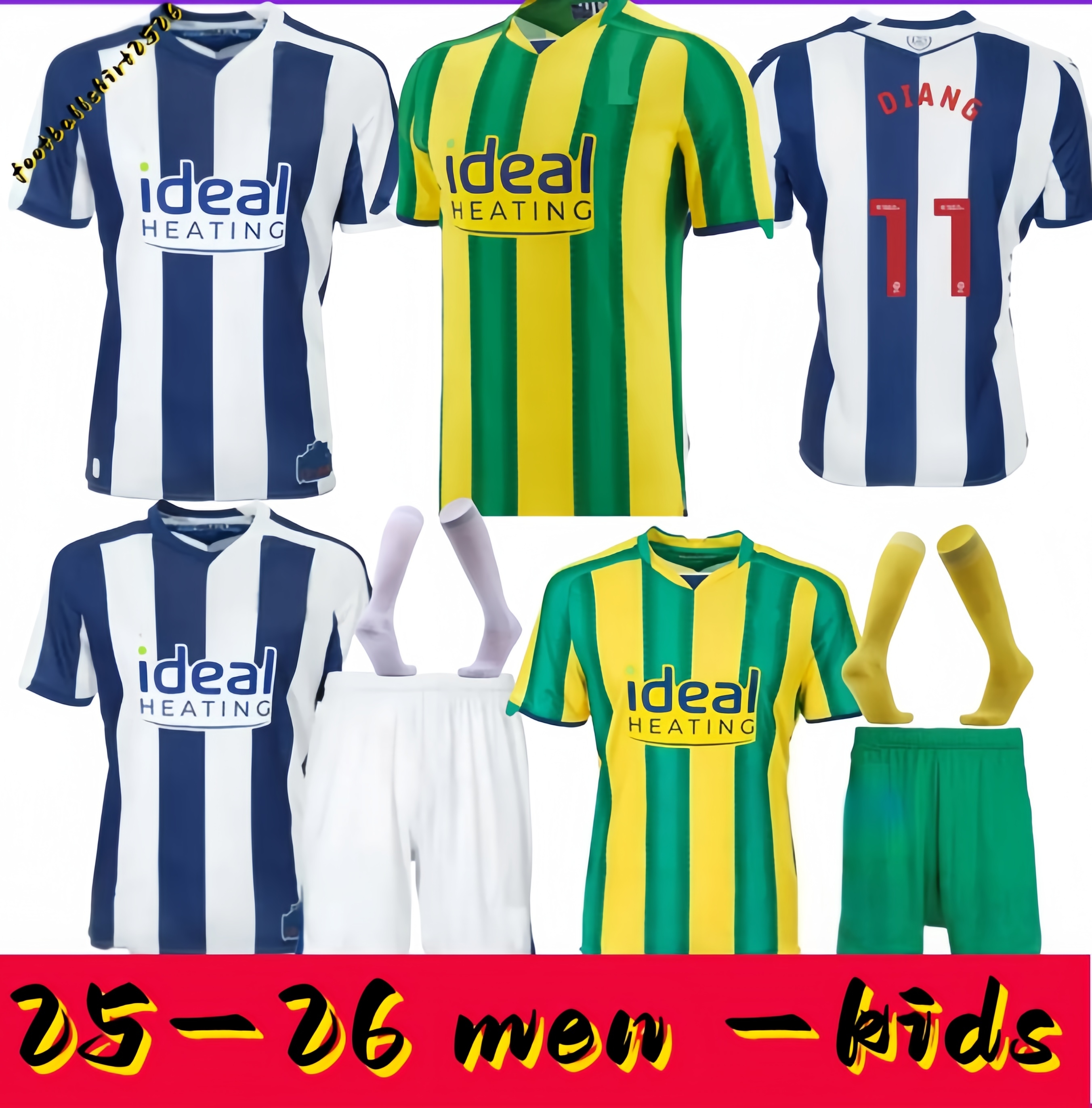 West Brom 25 26 Soccer Jerseys MOLUMBY DIKE BRUNT DIANGANA ASANTE football shirt 2025 2026 Men Kids kit uniforms Home Away GRANT WALLACE PHILLIPS kids kits