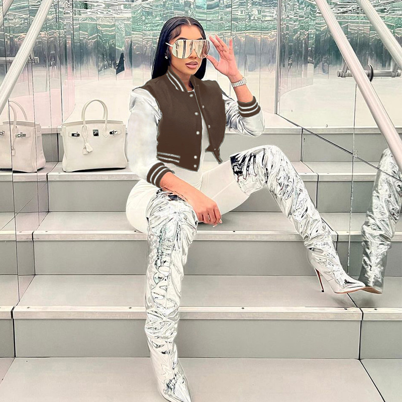 new Free shipping designer coat for women Fashionable and minimalist letter printed cardigan with zipper and slim fit jacket