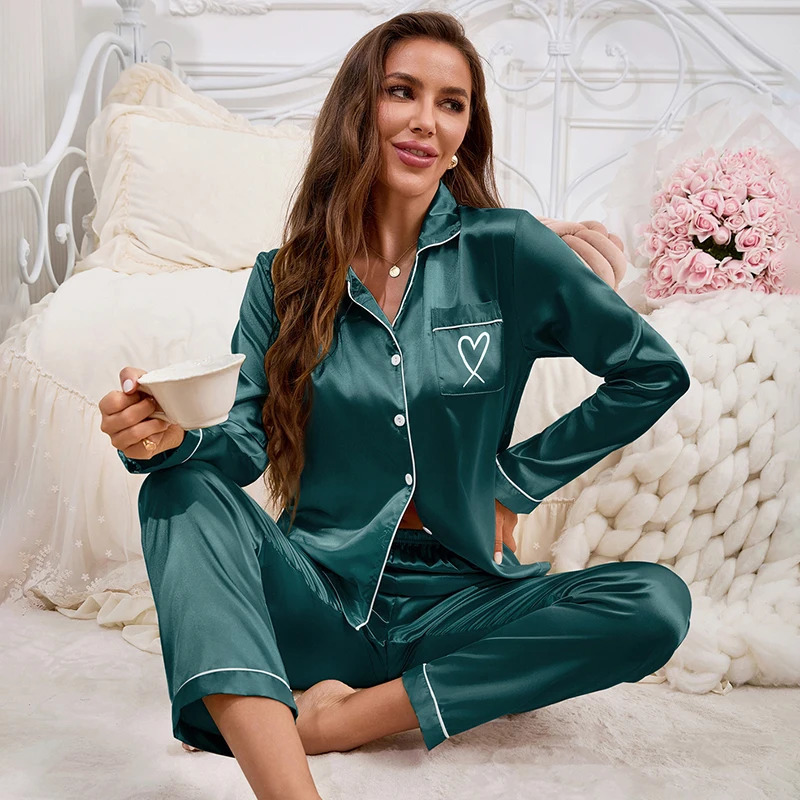 Women Pajama Set Embroidery Long Sleeve Tops with Pants 2 Piece Pj Victorian Style Sleepwear Pijama Loungewear 250717