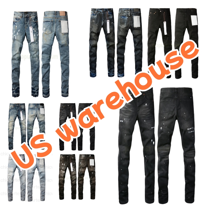 2025 fashion purplo pants Black Pencil Hole Cotton Print Hip Hop Jeans for Men - Casual Streetwear Jogger Pants purpll 26