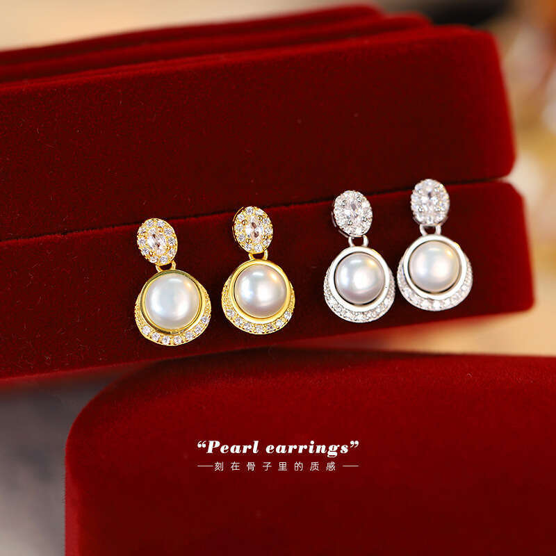 Tiqi Light High-End Feel Pure Sier Freshwater Pearl Earrings Niche Design Summer New Fashionable Versatile