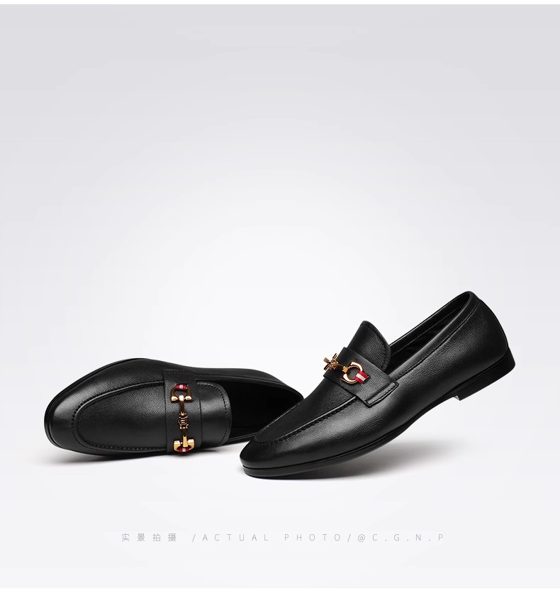 British men's loafers soft leather soft sole buckle genuine leather men's shoes trendy shoes business casual leather shoes