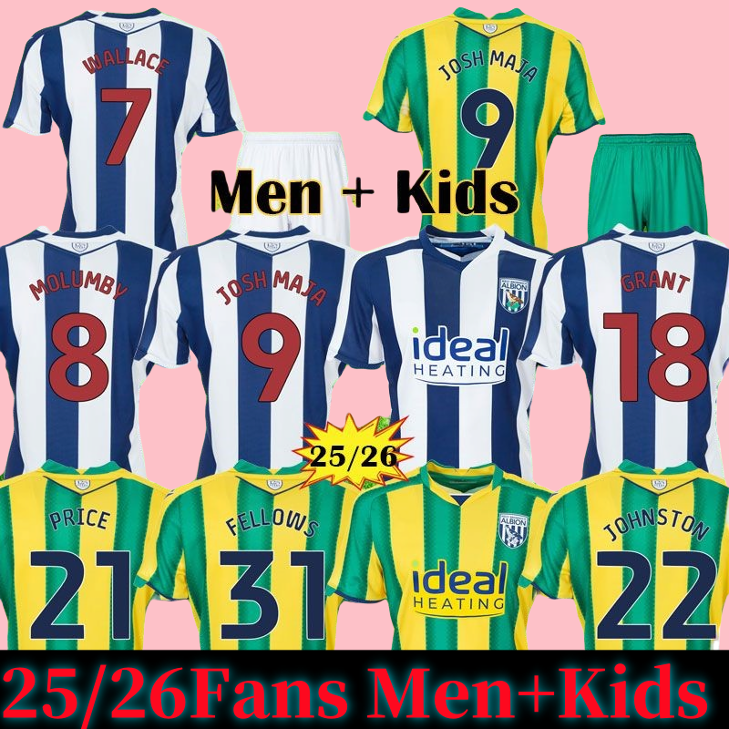 West Bromwichs 25 26 Albions Soccer Jerseys WBA Kits 2025 2026 West Brom Football Shirt The Baggies Kits WALLACE JOSH MAJA FELLOWS Men The The Throstles Tops GRANT Kids