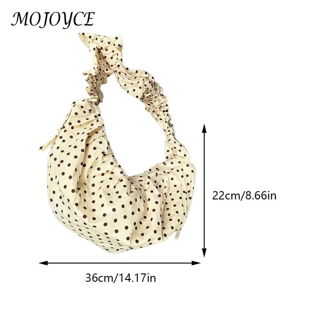 Women Retro Polka Dot Large Capacity Shoulder Bag Versatile Tote for Fashionable Outdoor Travel and Daily Use 250717