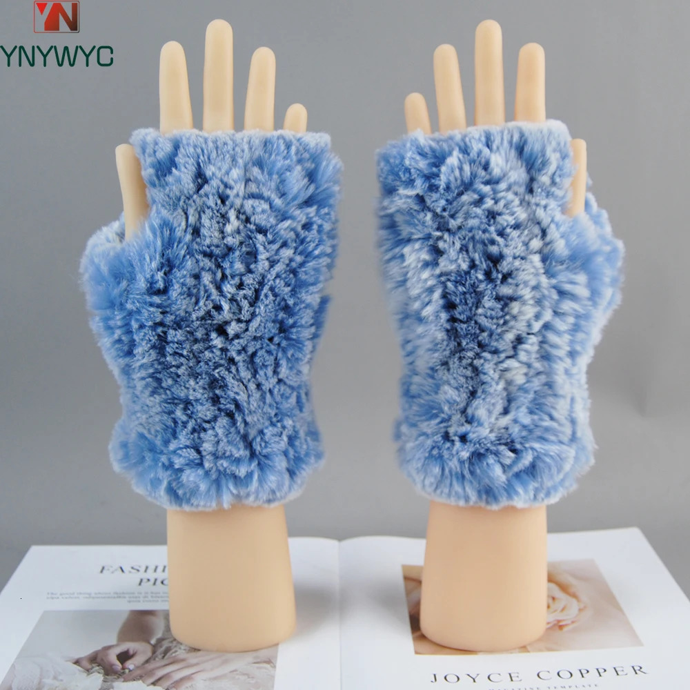 Winter Fur Gloves Women Outdoor Warm 100% Rex Rabbit Fur Gloves Knit Thick Natural Soft Rex Rabbit Fur Mittens 250717