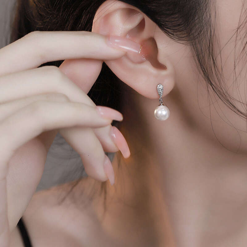 Tiqi Classic Niche Design S Pure Sier Imitation Pearl Stud for Women High-end Earrings Jewelry