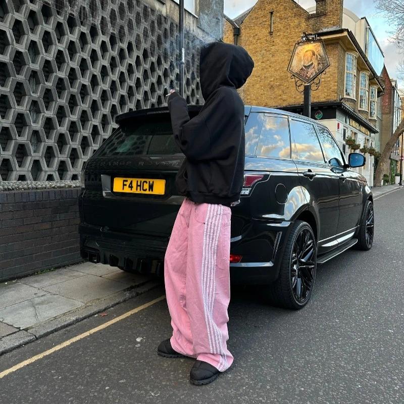 Men's Pants Y2K Baggy Jeans Harajuku Striped Embroidered High Quality Vintage Streetwear Hip Hop Goth Men Women Wide Casual Leg Denim design