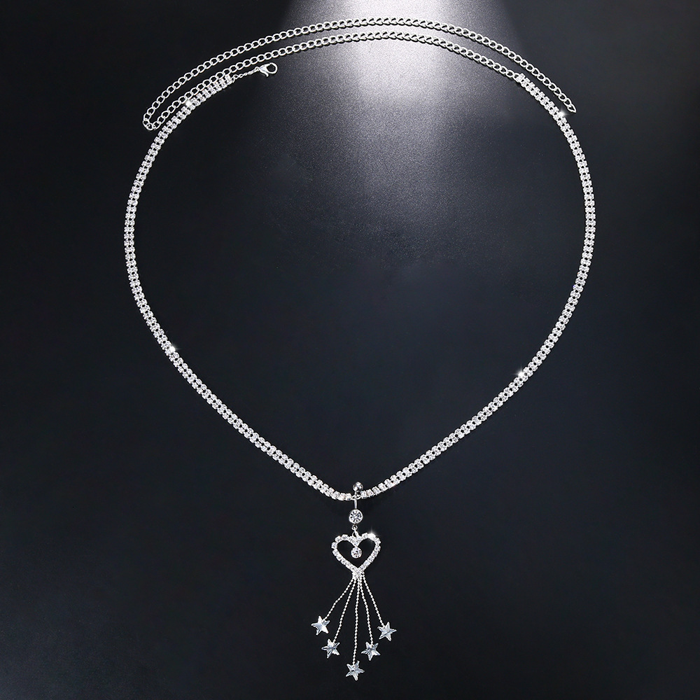 Heart Tassel Navel Piercing Waist Chain Hot Selling Sexy Simple Iced out VVS Moissanite Bling Bling Body Chain
