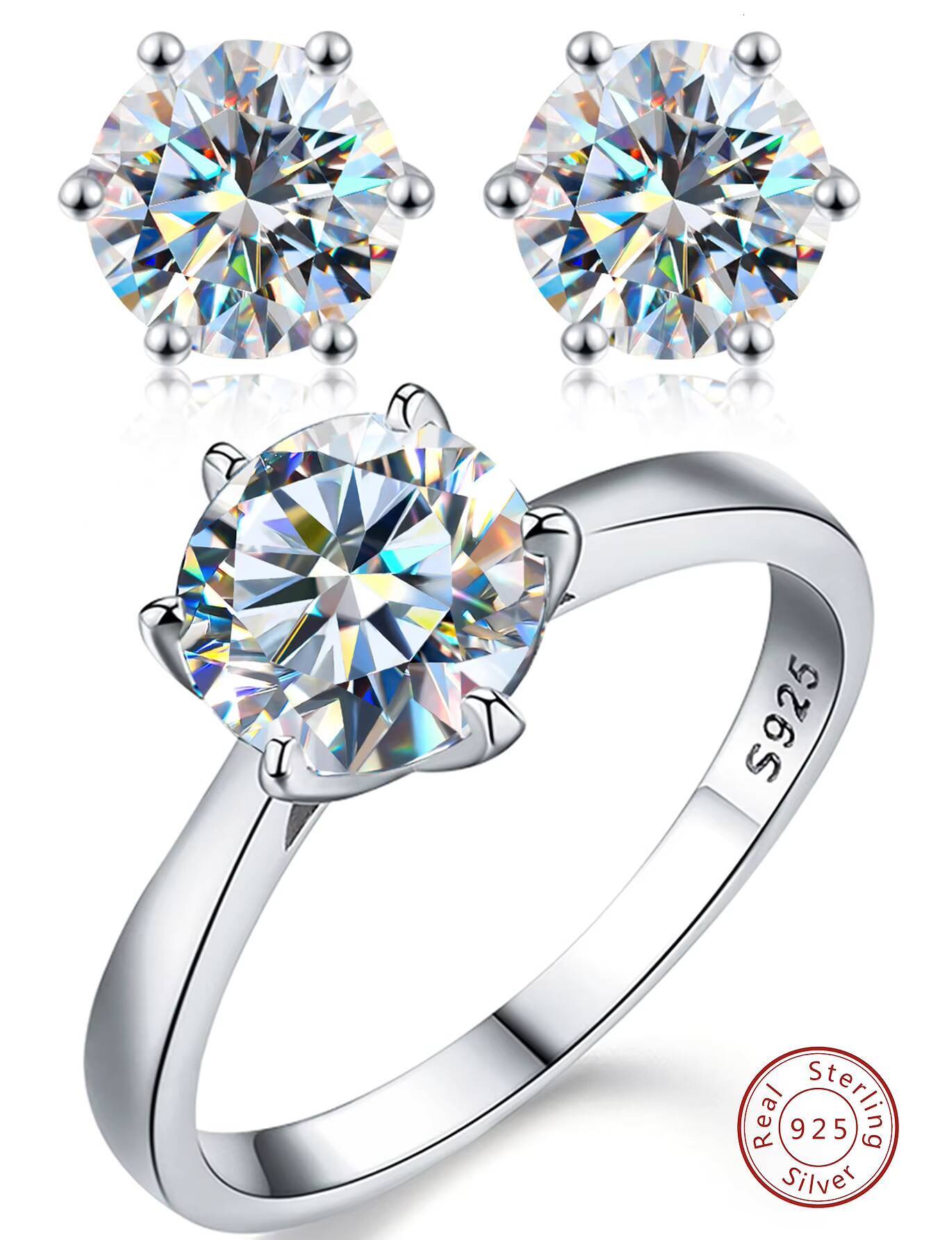 Luxury Designer 1ct Diamond Moissanite Jewelry With Certificate Engagement Wedding Rings Set 925 Sterling Silver for Women