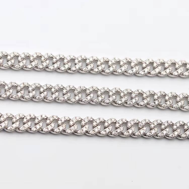 Hot Sale Cuban Necklace Chain S925 Silver 6-10mm Single Row Iced Out Miami Cuban Chain Hip Hop Link with GRA Certificate Jewelry