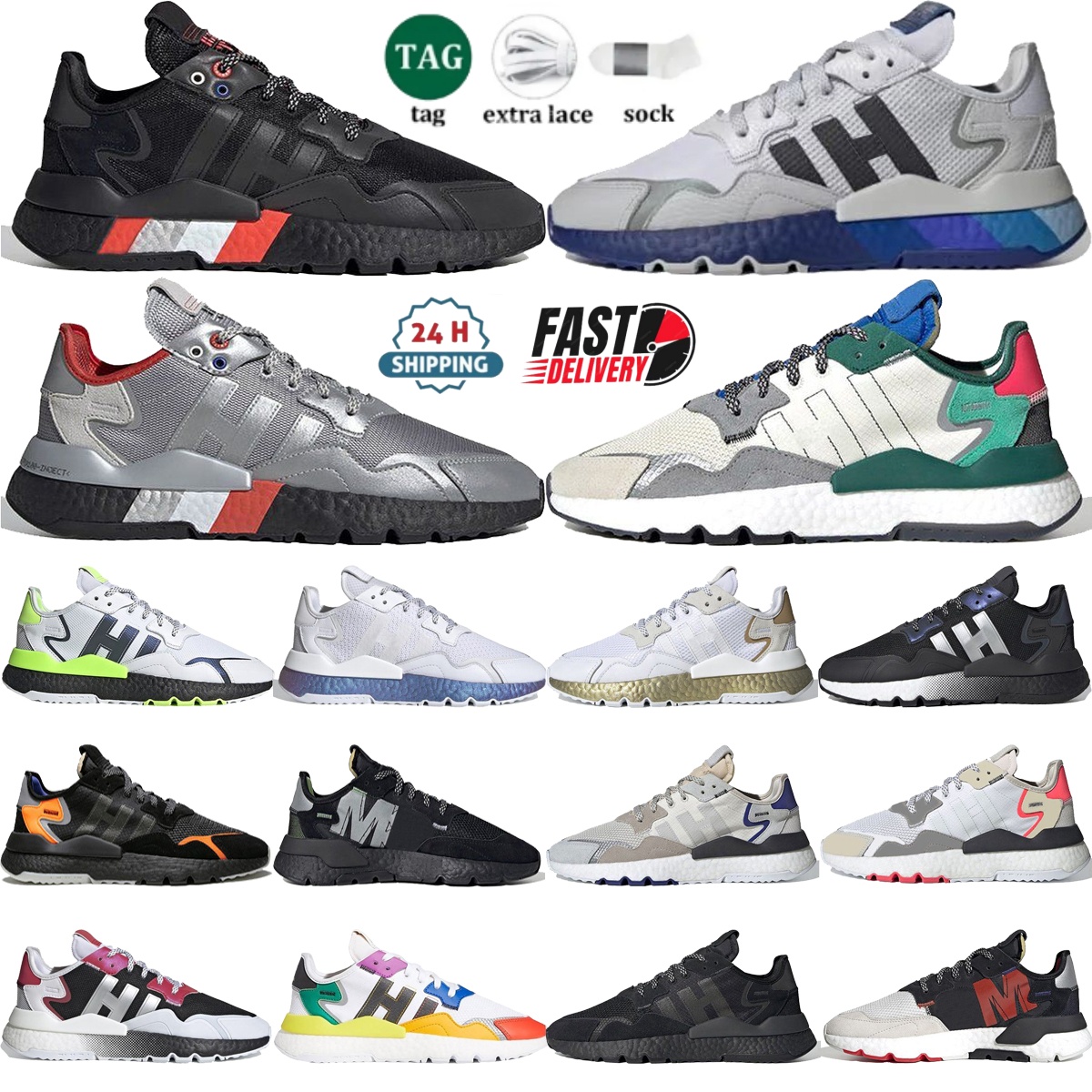 designer nite jogger running shoes men women Outdoor leisure sneakers Highway jogging shoes tripling Grey Black Blue Metallic silver White green purple trainer