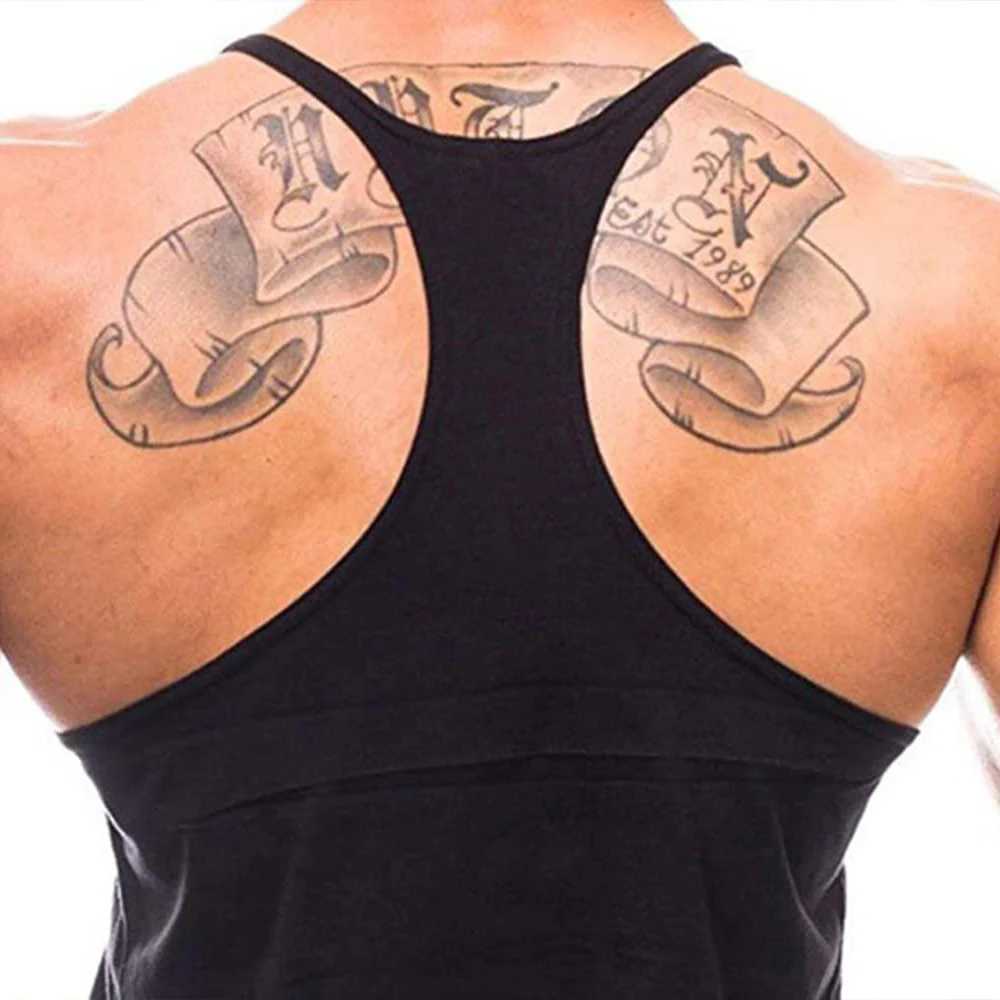 POWERHOUSE GYM Print Stringer Tank Tops for Men Cotton Athletic Y-Back Vest Gym Workout Bodybuilding Sleeveless T-Shirts Tees W250721