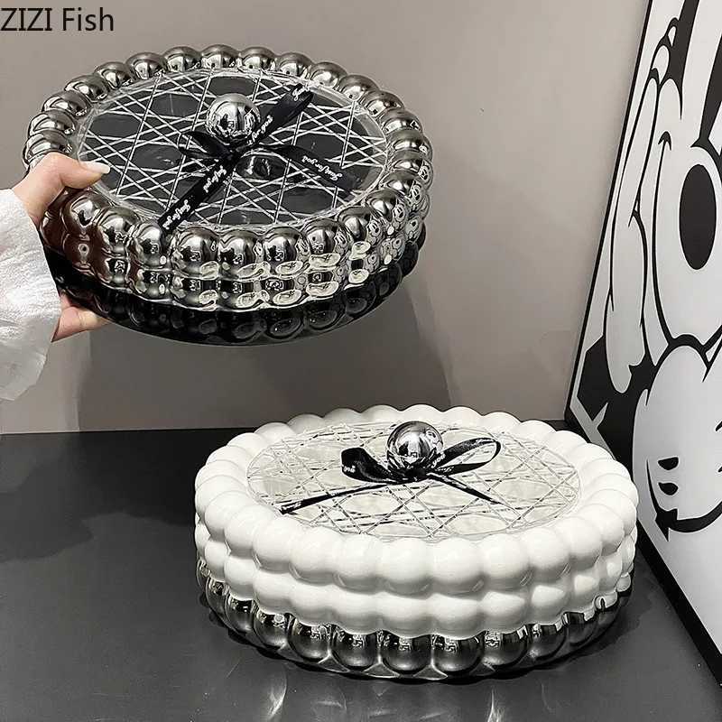 Nordic Ceramic Storage Box Creative Living Room Candy and Snack Storage Box Decoration Home Kitchen Fruit Plate Food Organizer X250721