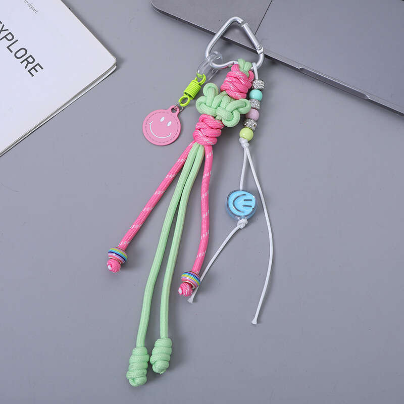 Chinese Knot Braided Tassel Smiley Face National Style Phone Pendant Handbag Backpack Lanyard Bag Accessories