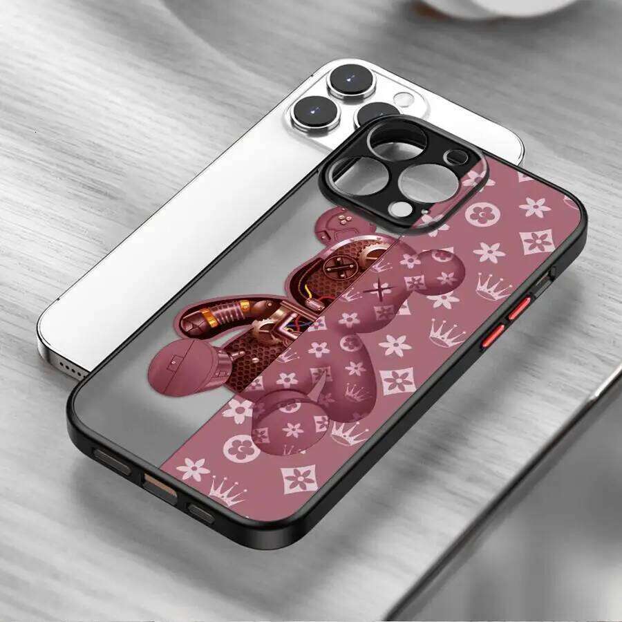 Fashionable Robot Bear Brand Phone Case for iPhone 15 11 13 14 Pro Max 16 Plus 12 Mini 7 8 XR XS 15Pro MAX 16e Cover Cases cell phone cases