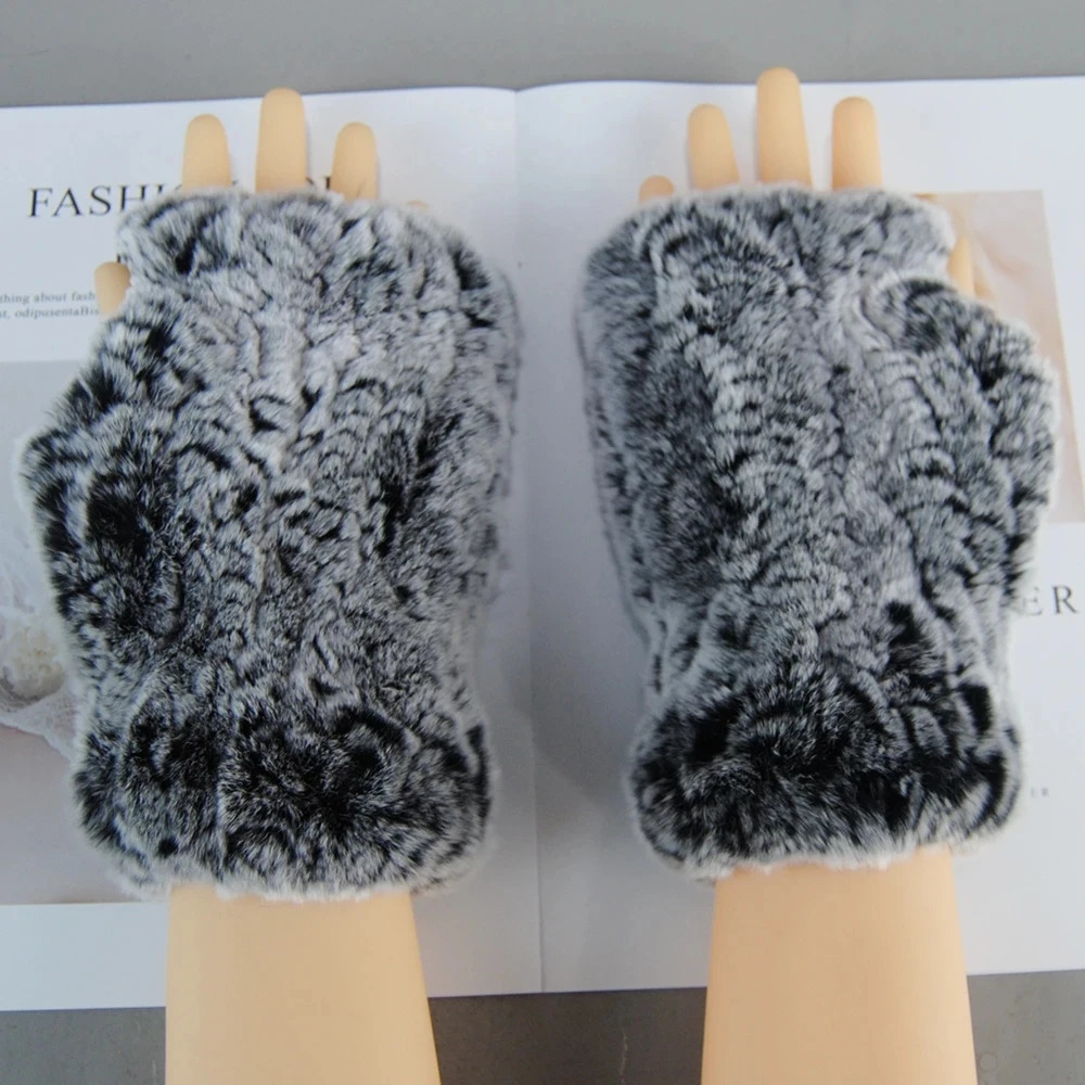 Winter Fur Gloves Women Outdoor Warm 100% Rex Rabbit Fur Gloves Knit Thick Natural Soft Rex Rabbit Fur Mittens 250717