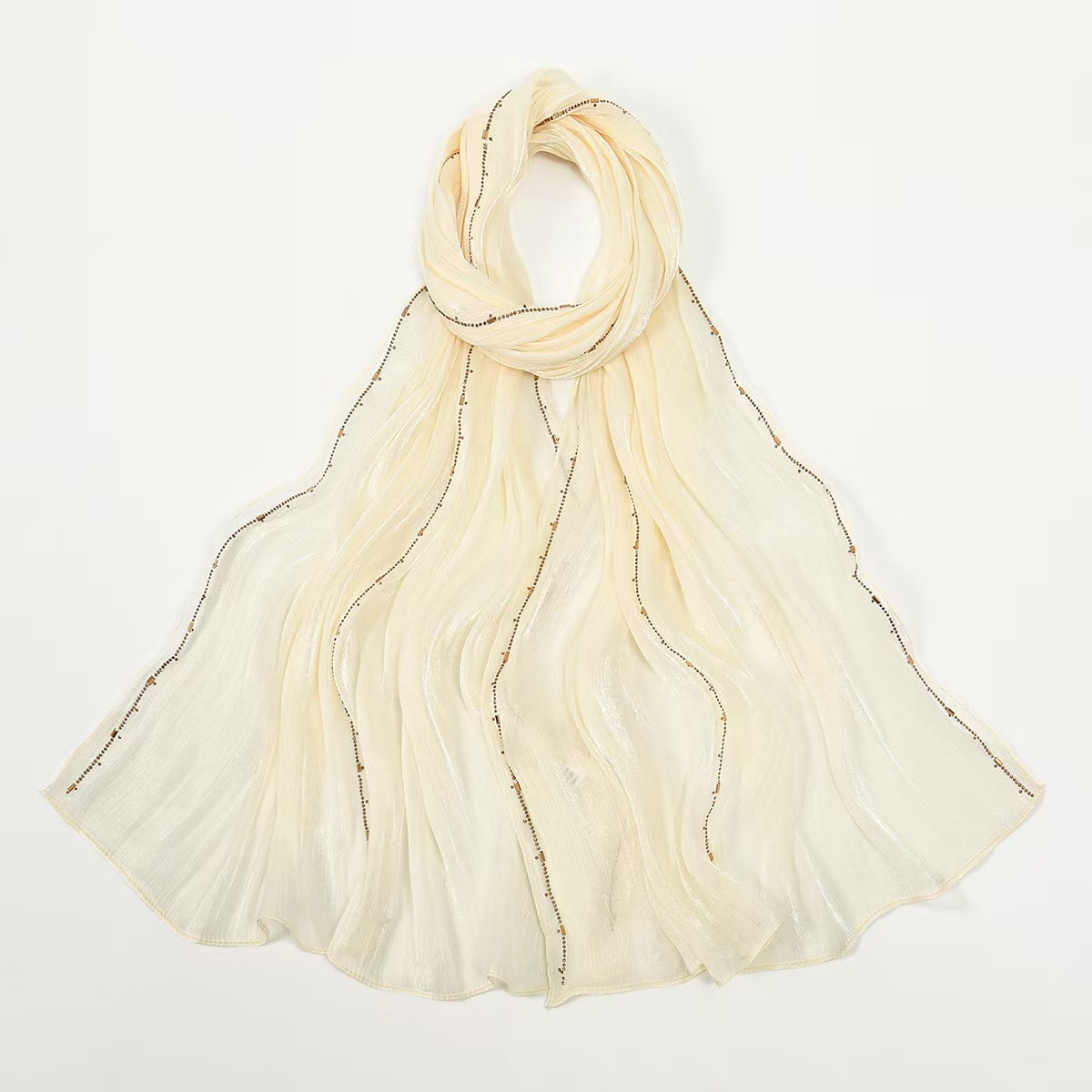 T1272 New Sea Island Silk Hot Diamond Chiffon All-match Long Scarf Malaysia Indonesian Bright Silk Fashion Head Scarf