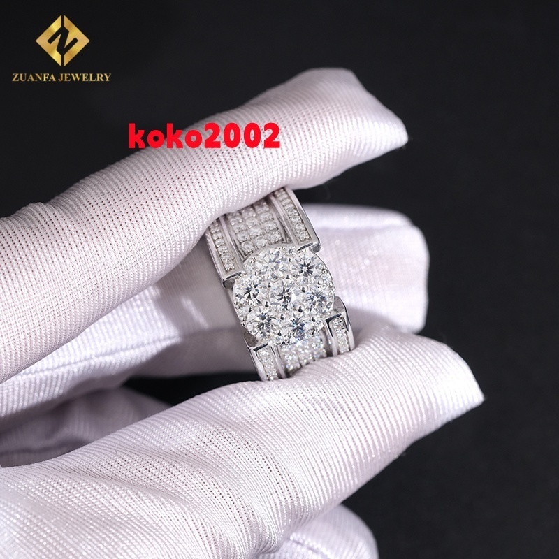 Popular Fashion Hip Hop VVS Iced Out Moissanite Diamond Ring Men GRA Certificate 925 Sterling Silver