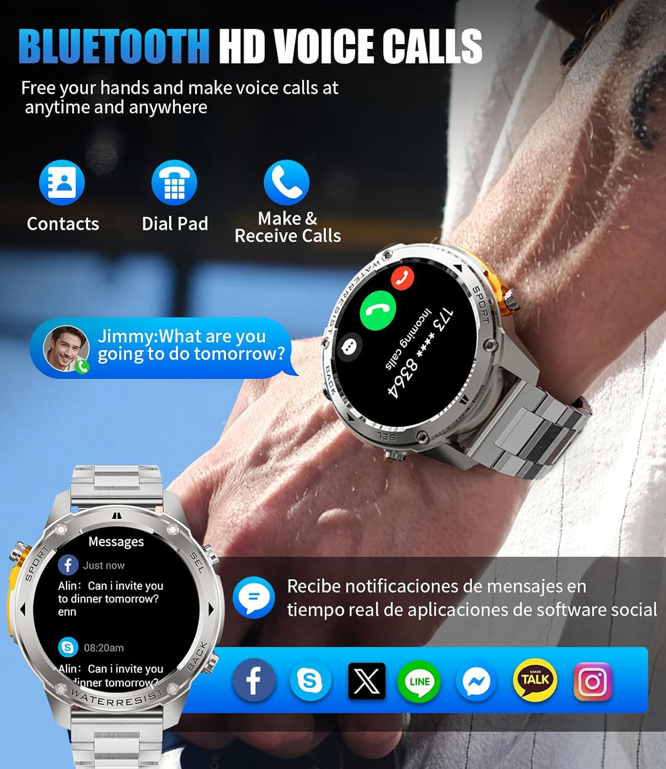 Lige GPS Military Smartwatch for Men Compass smartwatch with calling 170+ sports modes fitness tracker watch 1.43" AMOLED Rugged smartwatch for A