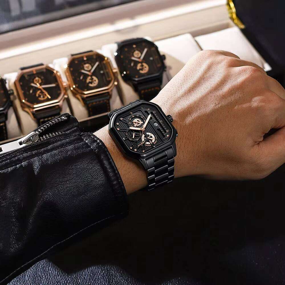 DHgargets Men's Waterproof Chronograph Watch - 50M Stainless Steel Quartz Wristwatch with Date & Tachymeter (Model 628)