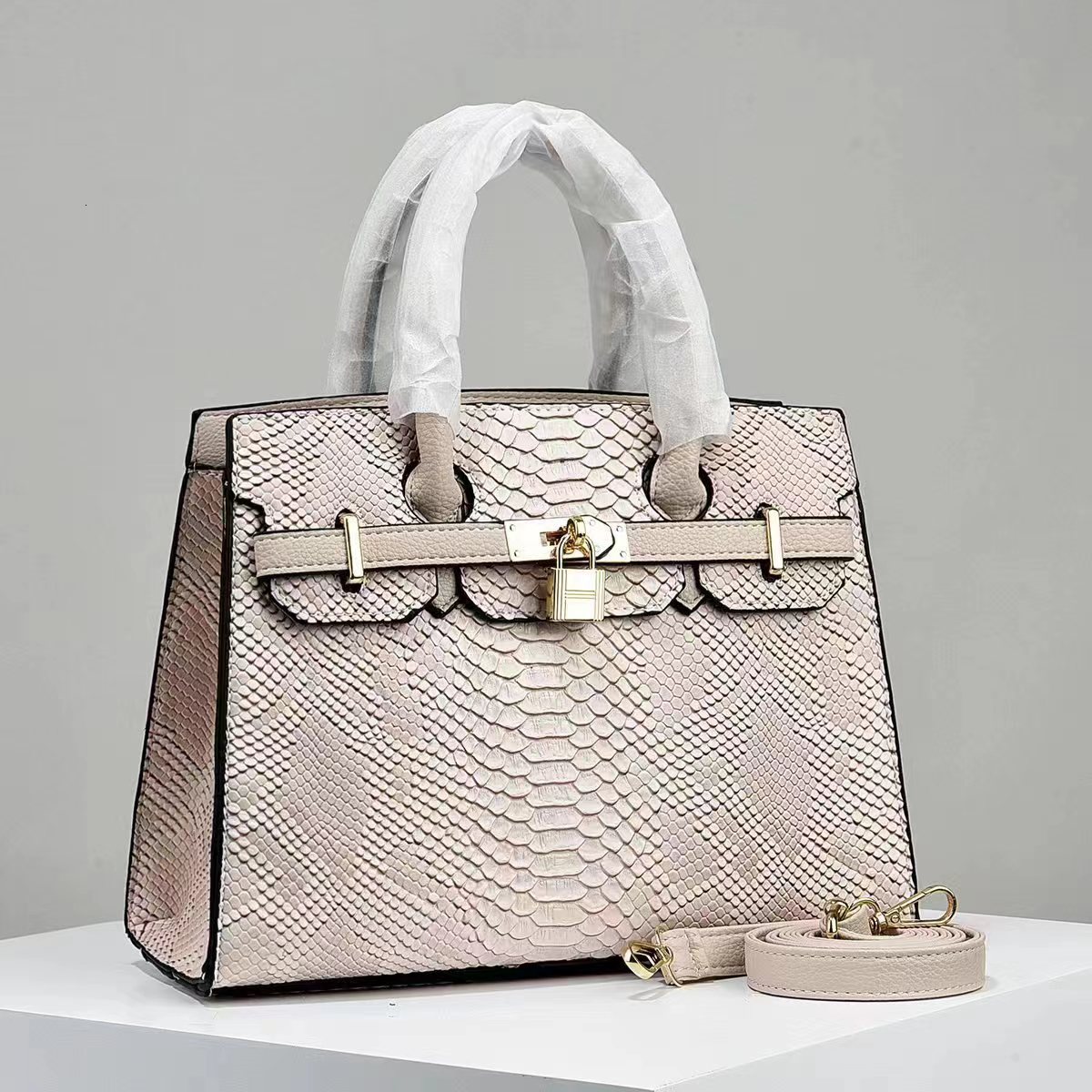 Versatile bag large capacity handbag womens shoulder bag shiny leather stone patterned handbags 250721