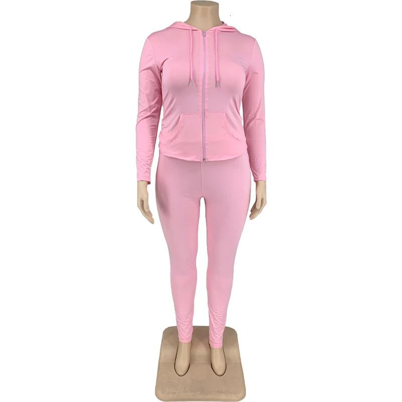 Plus Size Women Clothing Skinny Loungewear Long Sleeve Hoodies Tracksuit Pants Two Piece Sport Set Drop Wholesale 250714