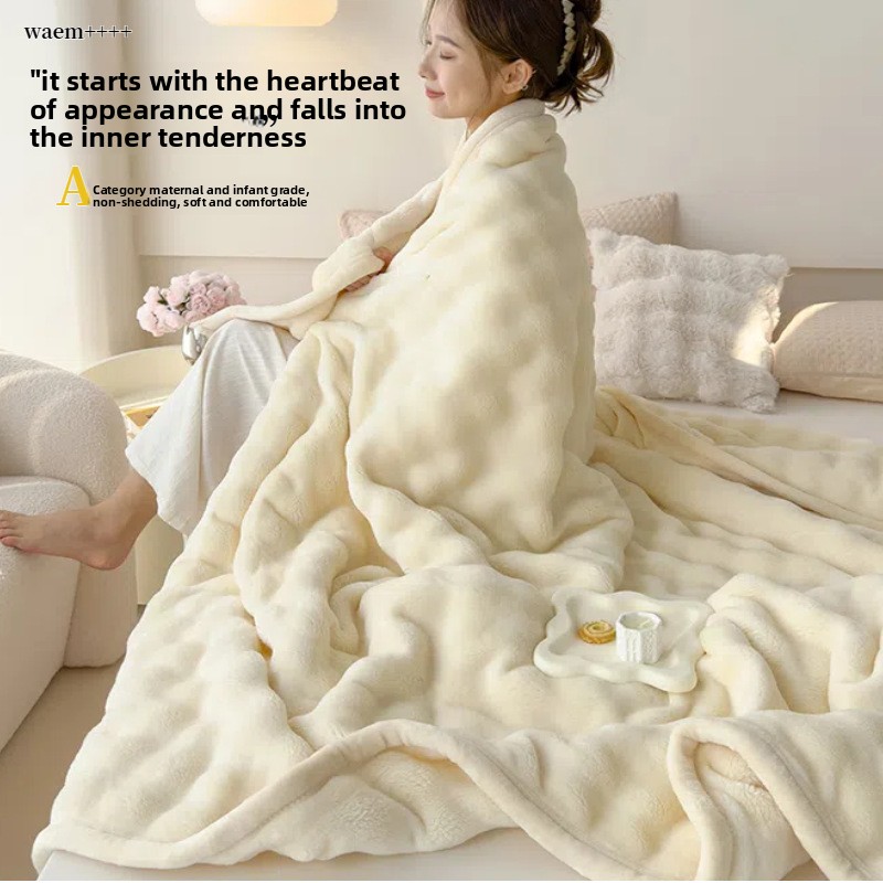 Designer blanket Maternal and infant grade bunny fleece blanket Large bubble sofa blanket Office nap blanket Solid color gift blanket