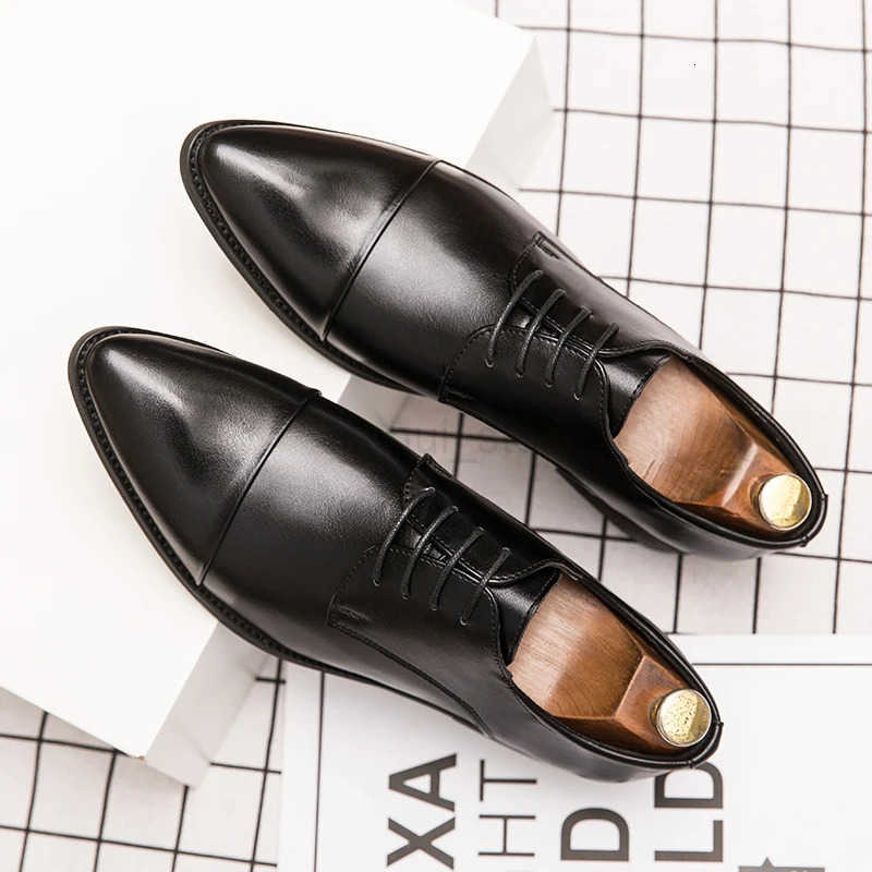 Men Dress Pointed Derby Shoes Luxury Business Social Suits Quality Handmade Fashion Wedding Shoes for Men New Formal Shoes M250721