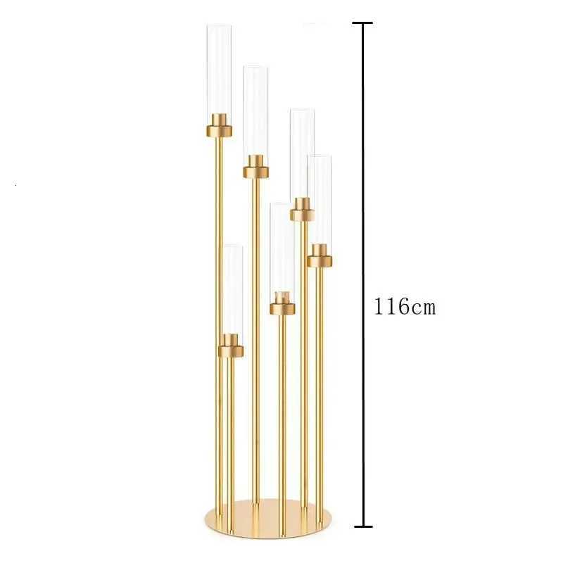 10pcs 5/8 Heads Metal Candelabra Candle Holders Road Lead Table Centerpiece Gold Candelabrum Stand Pillar Candlestick for Wedding W250721 XJ260305