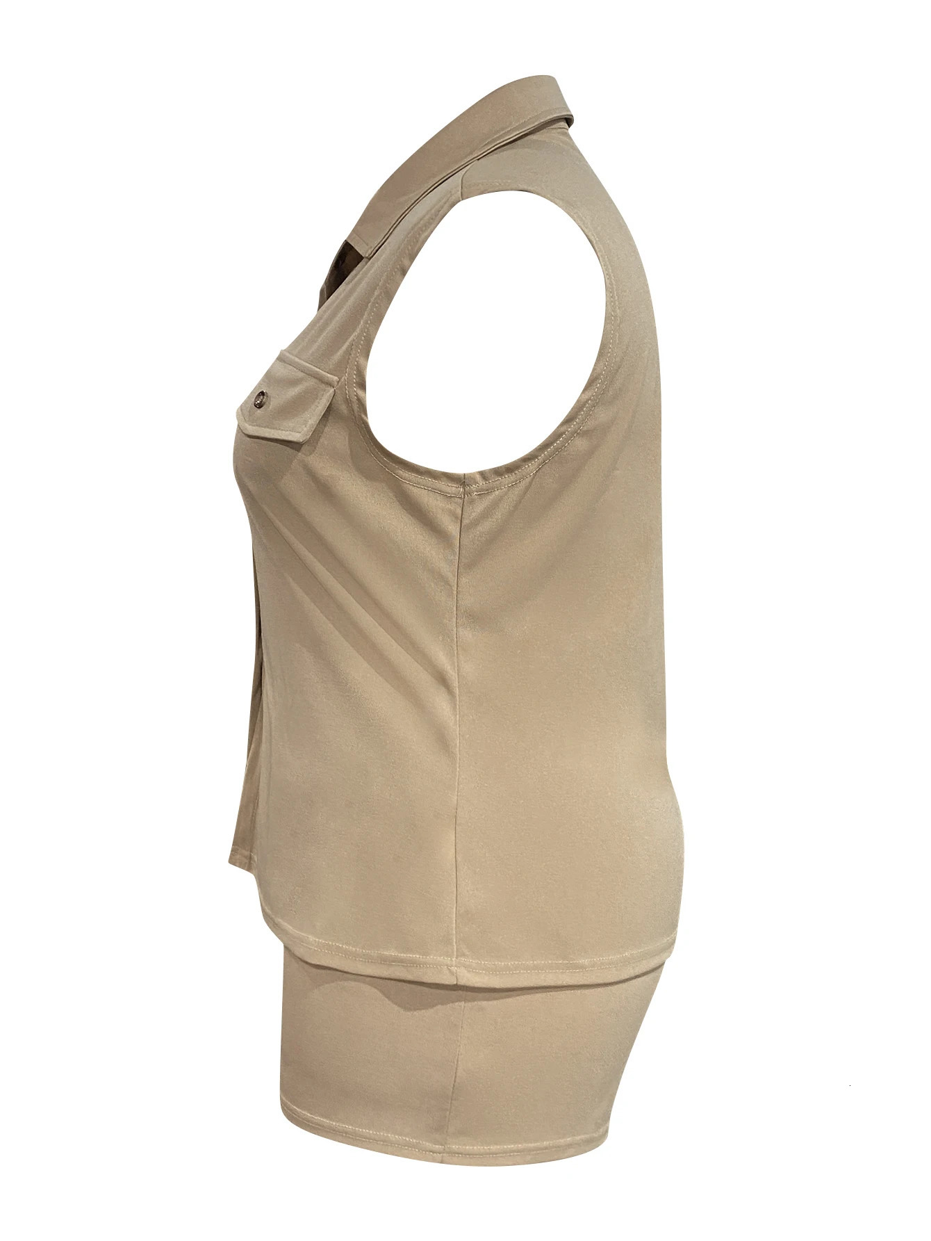 LW Plus Size Turndown Collar Pocket n Shorts Set Two Piece Outifits 2024 Summer Fashion High Street Style 250709