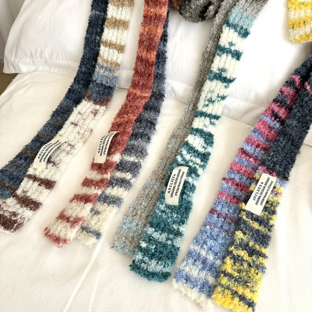 2K Multicolor Knitted Scarf Rainbow Stripe Long Narrow Scarves Comfortable Clothing Accessories 250717