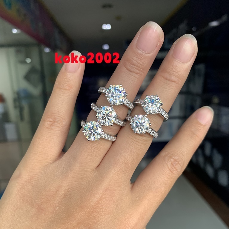 Fancy Rings S925 Sterling Silver Rings 18K Solid Gold Fashion Solitaire Style Moissanite Ring Engagement