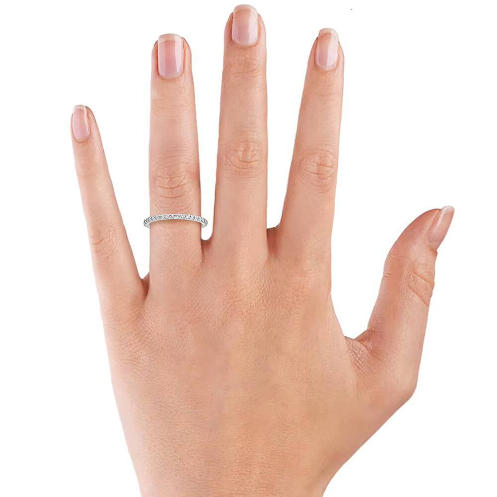 OAHLAN Wholesale Fine Jewelry 925 Sterling Silver Eternity Stackable Ring Promise Wedding Band Moissanite Rings for Women Girls