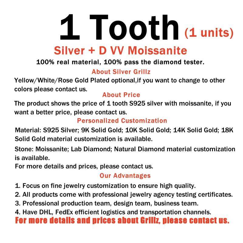 Custom TOP BOTTOM 10 S925 Silver 10K 14K Solid Gold Grillz Flawless Moissanite Lab Grown Diamond Teeth Grillz for Men Women