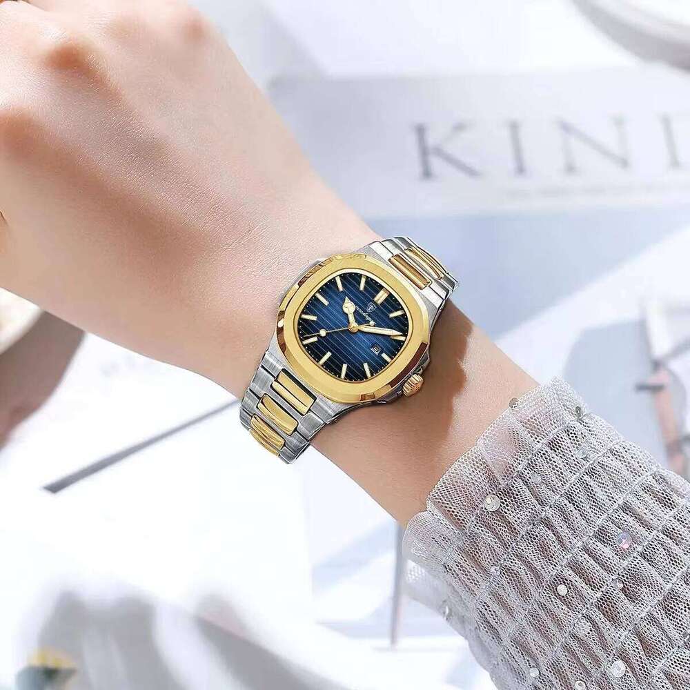DHwatches Elegant Women's Quartz Watch - Ultra-Thin 8mm, Luminous Hands, Date & Week Display, 50M Waterproof, Stainless Steel Band