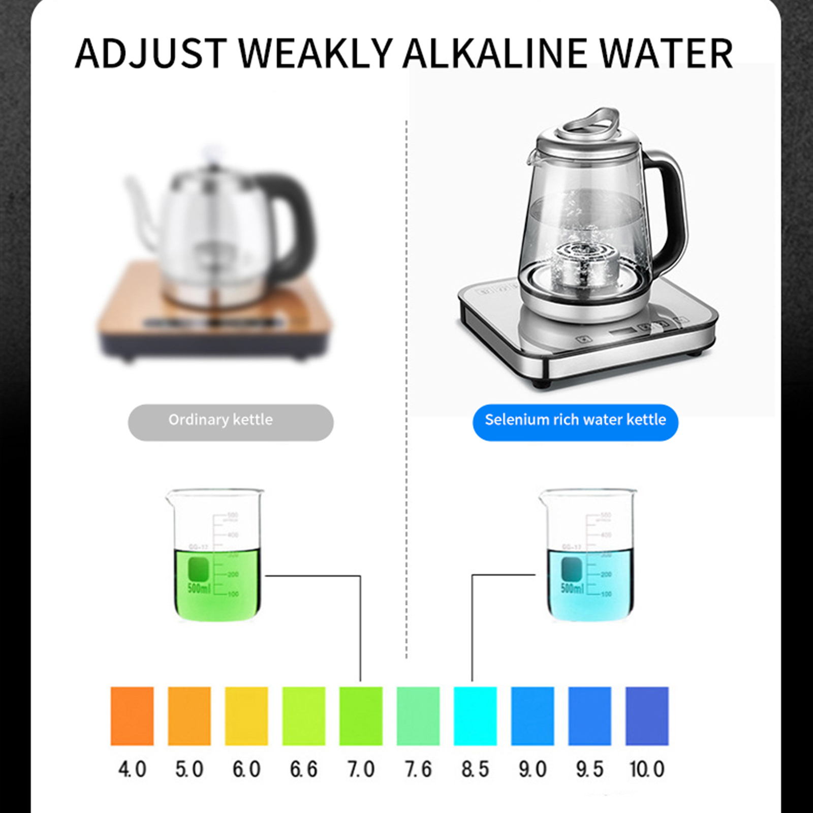 100 degree heating imported ion membrane selenium rich hydrogen water machine small molecule microelectrolysis kettle weakly alkaline water cup