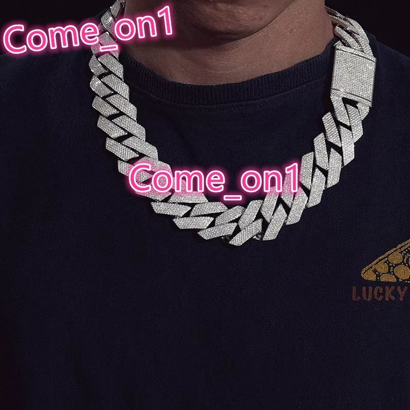 Moissanite Hip Hop Iced Out New 27mm 5 Rows Heavy Rhombus Cuban Chains Bling Necklace in 925 Sterling Silver Jewelry for Men