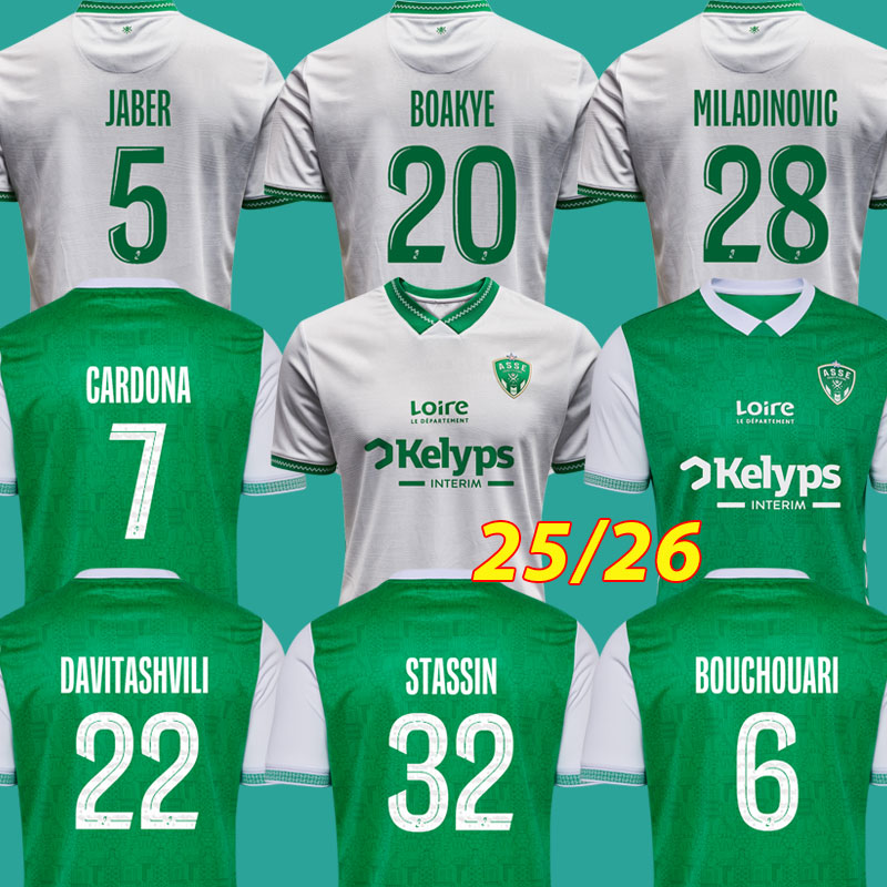 25 26 maillots AS Saints Etienne Soccer Jerseys STASSIN MOUEFFEK 2025 2026 Home maillot ASSE Etienne BOUCHOUARI TARDIEU BATUBINSIKA Football shirts equipment