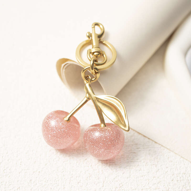 Pink High-End Exquisite Internet Celebrity Keychain Pendant Cherry Red Charm Bag New Style Decoration