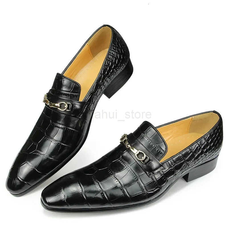 Successful Mens Loafers Business Dress Shoes Wedding Banquet Suit Italy Designer Leather Shoes Genuine Leather Pointed Toe M250721 - view 5