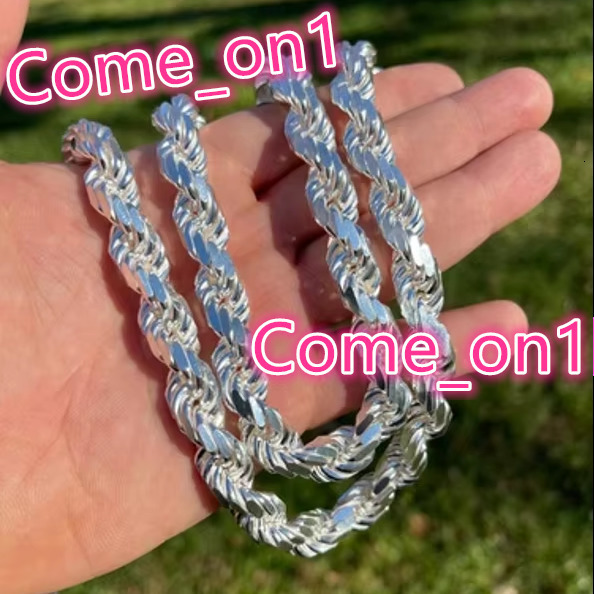 1 -10mm Sterling Silver 925 Rope Bracelet-diamond Cut-rhodium Plated 2-10mm Sterling Silver 925 Rope Necklace