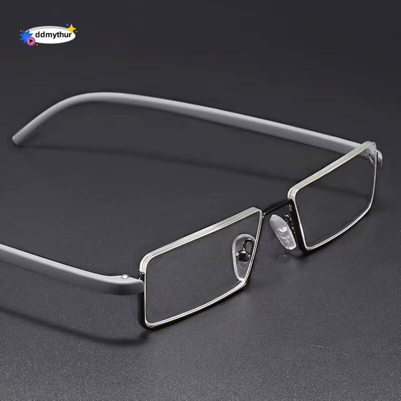 May Flower Metal Anti-Blue Light Reading Glasses Men Half Frame Prescription Eyeglasses Male TR90 Eyewear With Case culos +1.75 ddmythur