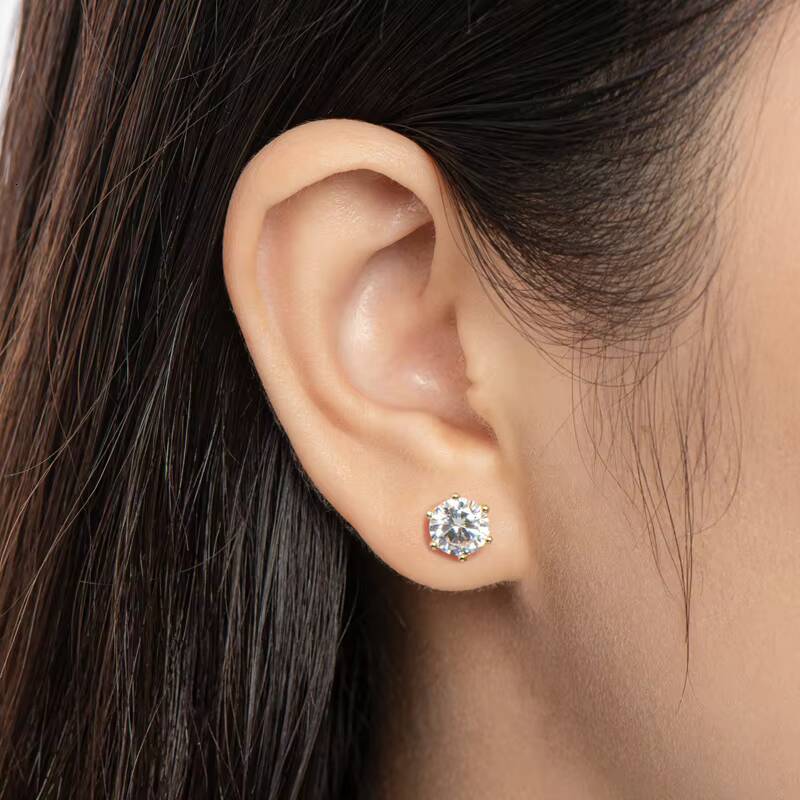 New Products GRA Certification 925 Sterling Silver 6.5mm 1CT Moissanite Stud Earrings for Women Jewelry