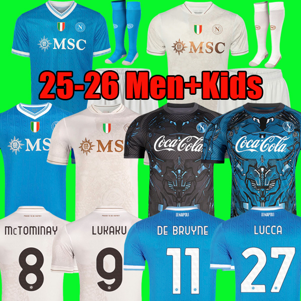 LUKAKU DE BRUYNE Napoli 25 26 soccer jerseys Maglia LANG LUCCA Naples 2026 BEUKEMA NERES Football Shirts McTOMINAY Napoli jersey top kit men kids Training Shirts