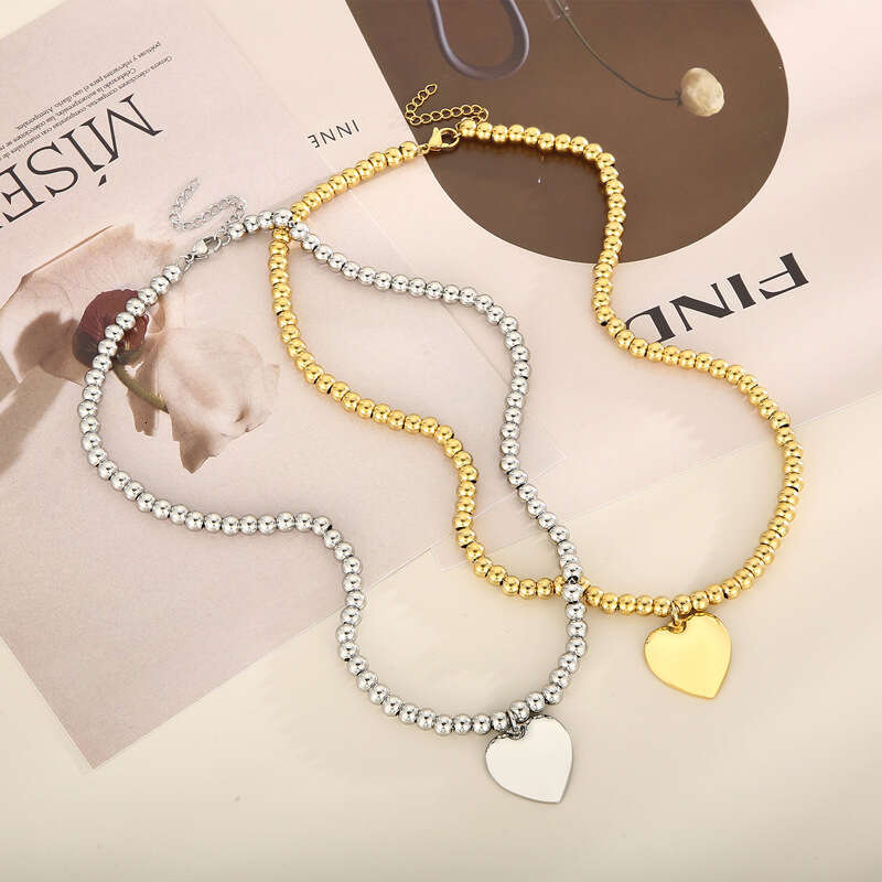 INS Hot Luxury jewelry designer bracelet for Women 3D heart-shaped steel ball gold necklace gold bracelet high-end minimalist daily jewelry set no fad